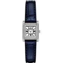 Emporio Armani Genni Moliuskų kiautas Mėlynos odos Moteriškas kvarcinis laikrodis AR11718 perlamutro spalvos