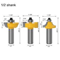 3 vnt./komplektas Stiklinių durų lentos, medienos apdirbimo įrankiai. 1/2inch shank geltona