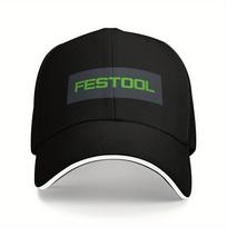 1 FESTOOL Sandwich Baseball Cap Adjustable Quick Buckle Lightweight Polyester Hand Wash Fits All Sizes  Black with Green Adjustable