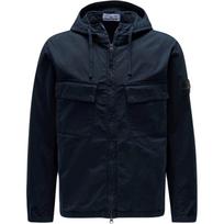 Stone Island SS24 Pima medvilnės laisvalaikio vienspalvis užtraukiamas su gobtuvu švarkas su dvigubomis kišenėmis ilgomis rankovėmis vyriškas tamsiai mėlynas 801542610-V0020 XXL