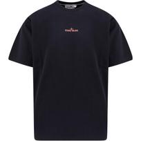 Stone Island šukuotos organinės medvilnės 21002RC marškinėliai Juodi/Raudoni Vyriški Streetwear K1S1521002-RCS0153-V0029 S