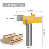 4 kraštų T tipo pjovimo freza Medienos apdirbimo įrankių frezavimo antgaliai, skirti medienai, pramoninės klasės pjovimo freza 8 mm 12 mm 1/2 colio kotelis 12mm shank geltona