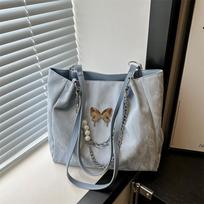 Madingas nešiojamas krepšys Vasarinis, didelės talpos važinėjantis pažastų krepšys Trend Butterfly dizaino pečių krepšys moteriškos rankinės 28x10x26cm mėlyna