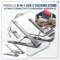 Type-C Laptop Docking Station Stand With 8 USB Ports, Multifunctional 4K, Compatible With Tablets And Phones One Size