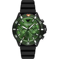 Emporio Armani Diver Žalias Juodas Silikoninis Vyriškas Kvarcinis Chronografas AR11463 Laikrodis žalia