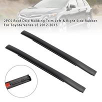 2PCS Roof Drip Molding Trim Left & Right Side Rubber For Toyota Venza LE 2012-2015 white