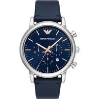 Emporio Armani Mėlynos Odos Vyriškas Kvarcinis Chronografo Laikrodis AR11451 mėlyna