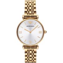Emporio Armani Gianni T-Bar Sidabro Aukso Metalo Moteriškas Kvarcinis Laikrodis su 2 Rodyklėmis AR1877 sidabras