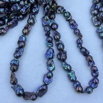 1String, Black Natural Freshwater Pearls, Handmade Baroque Pearl Beads for Jewelry Making DIY Crafts Length 36cm) 1String/13-25×20-27mm juoda