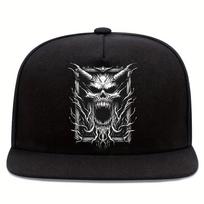 Gotikinis demono kaukolės grafinis snapback tipo beisbolo kepuraitė Baisaus monstro spaudinys Reguliuojama gatvės stiliaus kepurė Unisex One Size