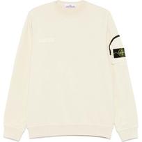 Stone Island Solid Color Badge Crew Neck Pullover Sweatshirt Men sweatshirt White K1S156100003S0123-V009B M