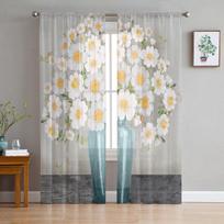 Ladybug Daisy Sheer Curtain For Living Room Voile For Window Blinds Bedroom Tulle Drape Kitchen Cortinas Hall Curtains 1 PCS W100XH250cm