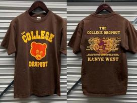 Kanye West Koliažas Dropout Pagrindinio Stiliaus 2 Pusių Rudas Trumpomis Rankovėmis Unisex Marškinėliai Unisex Marškinėliai L
