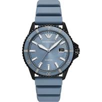 Emporio Armani World Explorer Nardytojo stiliaus Mėlynas ciferblatas Šviesiai mėlynas silikoninis Kvarcinis laikrodis AR11685 mėlyna