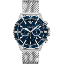 Emporio Armani Diver Mėlynas Sidabrinis Nerūdijančio Plieno Tinklelio Vyriškas Kvarcinis Laikrodis AR11587 mėlyna