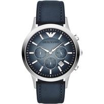 Emporio Armani Renato Didelis Mėlynos Odos Vyriškas Chrono Kvarcinis Laikrodis AR2473 mėlyna
