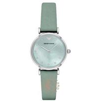 Emporio Armani Gianni T-Bar Mother of pearl Green Leather Ladies Quartz AR1959 perlamutro spalvos