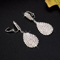 Shining Luxurious Austrian Crystal Stone Women Full Clip Earrings Without Piercing Clip On Ear Studs Bridal Wedding Occasion Event Party Event Prom