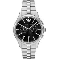 Emporio Armani Dario Vyriškas nerūdijančio plieno kvarcinis chronografo laikrodis AR11691 - Juodas ciferblatas, sidabrinė apyrankė juoda