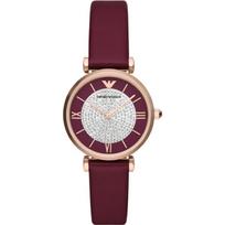 Emporio Armani Gianni T-Bar Violetinės Odos Moteriškas Kvarcinis Laikrodis AR11487 violetinė