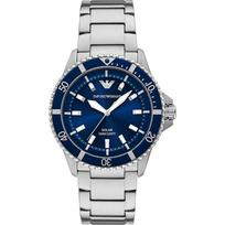 Emporio Armani World Explorer Tamsiai mėlynas Nerūdijančio plieno Sidabrinis Vyriškas Saulės energija varomas Kvarcinis Laikrodis AR11697 tamsiai mėlyna spalva