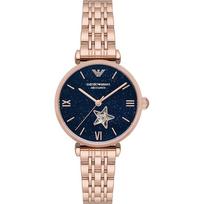 Emporio Armani Gianni T-Bar Blue Rose Gold Steel Ladies Automatic Watch AR60043 mėlyna