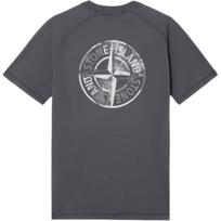 Stone Island SS25 Atspindintis logotipas apvalia iškirpte trumpomis rankovėmis vyriški marškinėliai Anglies spalvos K1S152100020-V0065 S