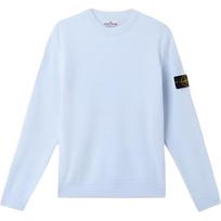 Stone Island logotipas šonkauliuotas apvalios apykaklės megztinis Vyriškas megztinis Šviesiai mėlynas K1S1551000-54S00D8-V0041 L