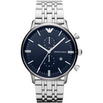 Emporio Armani Gianni XLarge Mėlynas Nerūdijančio Plieno Sidabrinis Vyriškas Kvarcinis Chronografas Žiūrėti AR1648 mėlyna