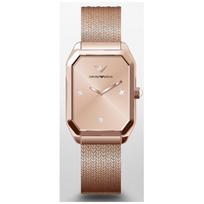 Emporio Armani Gioia rožinio aukso nerūdijančio plieno tinklelio apyrankė Moteriškas kvarcinis laikrodis AR11347 rožinio aukso spalvos