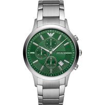Emporio Armani Renato Žalias Sidabrinis Metalinis Vyriškas Kvarcinis Chronografas Laikrodis AR11507 žalia