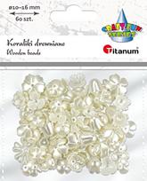 Dekoracija rankdarbiams "Karoliukai-Gėlė" 10-16mm/60vnt. perlo sp., veriami TITANUM