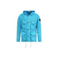„Stone Island“ vienspalvė metalinės tekstūros vyriška striukė su gobtuvu ir keliomis kišenėmis, mėlyna 741544430-V0042 L