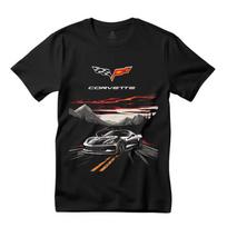 Kelio dangos piktograma: Chevrolet Corvette juodi marškinėliai Unisex marškinėliai XXXL