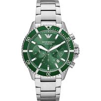 Emporio Armani Žalias Sidabrinis Metalinis Vyriškas Kvarcinis Laikrodis AR11500 žalia