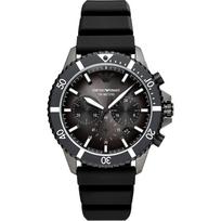 Emporio Armani Diver pilko ciferblato juodo silikono vyriškas kvarcinis chronografas su data AR11515 pilka