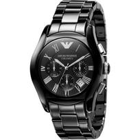 „Emporio Armani Valente“ didelis juodas keraminis vyriškas kvarcinis chronografas su data AR1400 juoda