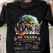 Scorpions 60 Metų 1965-2025 Marškinėliai, Ačiū Už Prisiminimus Parašai Marškinėliai Unisex T-shirt XXXL