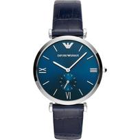 Emporio Armani Gianni Mėlynos Odos Moteriškas Kvarcinis Laikrodis su T-Formos Apyranke AR11300 mėlyna