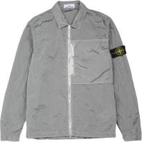 Stone Island Ss25 Nailono Metalas Vienspalvis Logotipo Lopas Užtrauktukas Ilgomis Rankovėmis Striukė Vyriškos striukės Sidabriškai Pilka K1S1512000-05S0019-V0061 M gray
