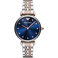 Emporio Armani Gianni T-Bar Mėlynas Dvispalvis Rožinis Nerūdijančio Plieno Moteriškas Kvarcinis Laikrodis AR11092 mėlyna