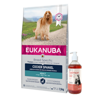 EUKANUBA Adult Cocker Spaniel 7,5kg + LAB V Lašišų aliejus šunims ir katėms 500ml