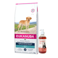 EUKANUBA Adult Labrador Retriever 12kg + LAB V Lašišų aliejus šunims ir katėms 500ml