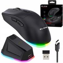 Belaidė optinė žaidimų pelė Blow Adrenaline OMEGA su įkrovimo stotele, USB, Bluetooth, 2.4GHz, juoda
