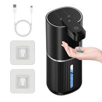 Bekontaktis automatinis muilo dozatorius, įkraunamas per USB, IPX5 atsparus vandeniui, 4 lygių reguliuojamas dozavimas, 380 ml talpos muilo dozatorius B juoda