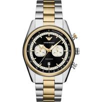 Emporio Armani dviejų spalvų nerūdijančio plieno vyriškas kvarcinis chronografas su datos rodikliu AR11678 juoda
