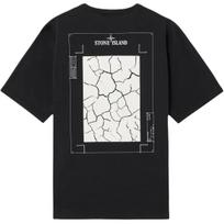 Stone Island SS25 Logotipas ant nugaros Geometrinis įtrūkimo raštas Patogūs apvalia kaklo iškirpte, su nuleistais pečiais medvilniniai trumparankoviai marškinėliai vyrams T-shirts K1S1521002RCS0137-V0029 M