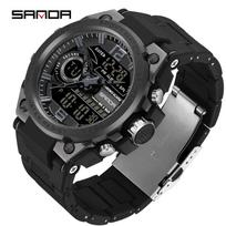 Sanda New Watch Fashion Madingas elektroninis laikrodis Daugiafunkcis kūrybingas asmenybės paprastas vyriškas laikrodis