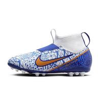 Nike Mercurial Superfly 9 Jr Zoom Assassin 15 Academy CR7 AG Dirbtinės dangos amortizuojantys vidutinio aukščio futbolo bateliai Vaikams Futbolo bateliai Mėlyni Balti DQ5322-182 38.5
