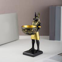 25cm Anubio figūrėlė Senovės Egipto meno skulptūra su dubeniu Egipto skulptūra Dovana mitologijos ir istorijos mėgėjams China Mainland